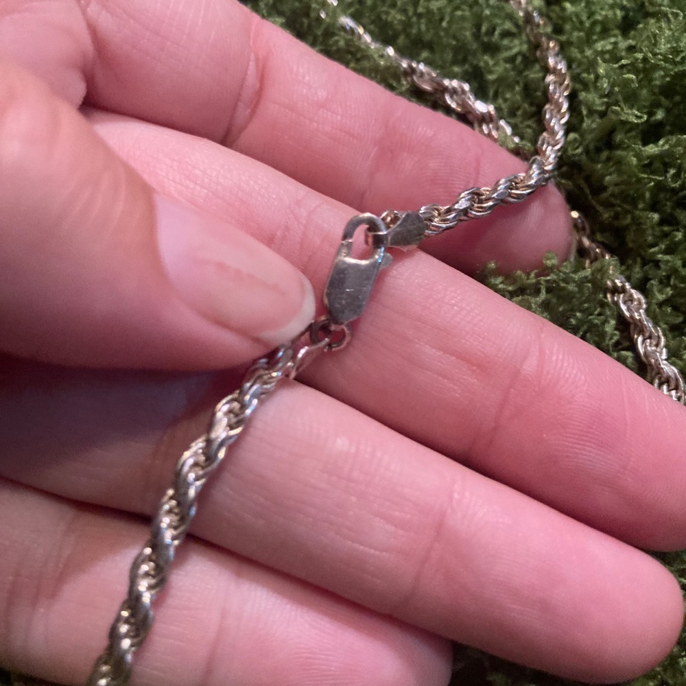 Twisted Rope Chain, Solid Sterling Silver,  18 Inches - Picture 2 of 8